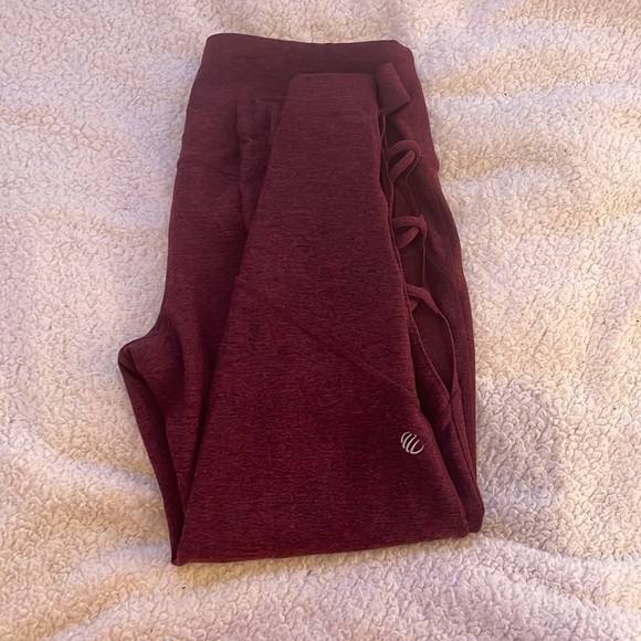 Burgundy/black workout leggings with design - Picture 5 of 5